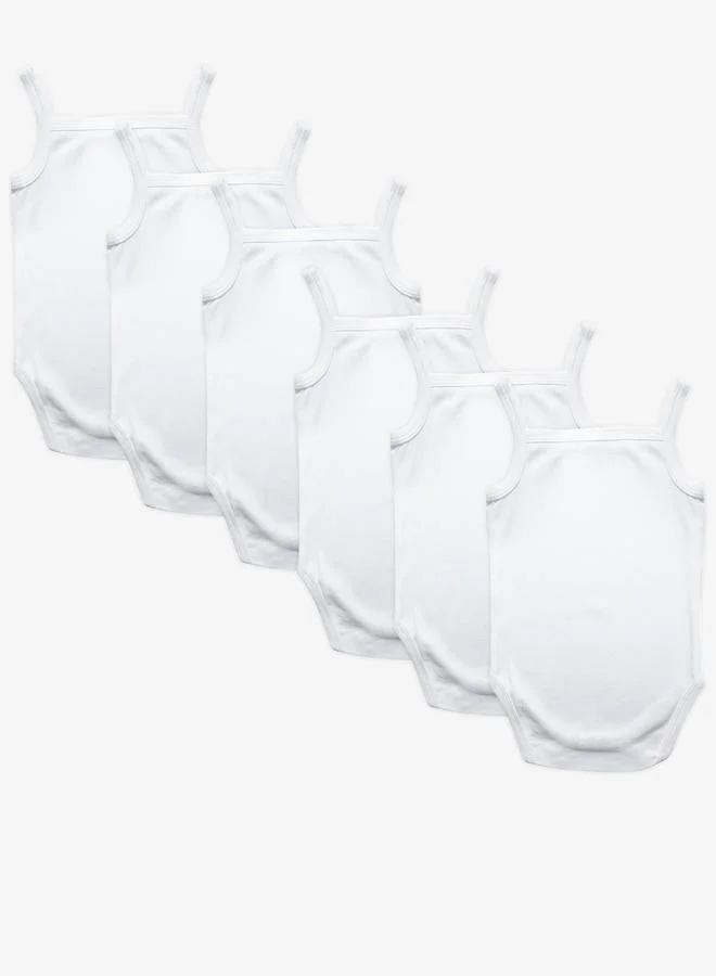 Babies Basic Pack of 6 - 100% Super Combed Cotton Sleeveless Bodysuit